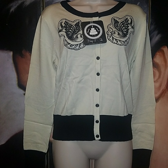 Banjo & Cake PATCHWORK SKULL Tattoo Flash Cardigan - Picture 2 of 8